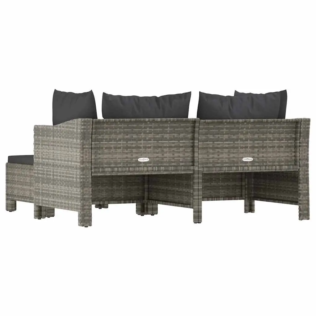 3 Piece Garden Lounge Set Poly Rattan Steel Frame Grey Outdoor Furniture with Cushions