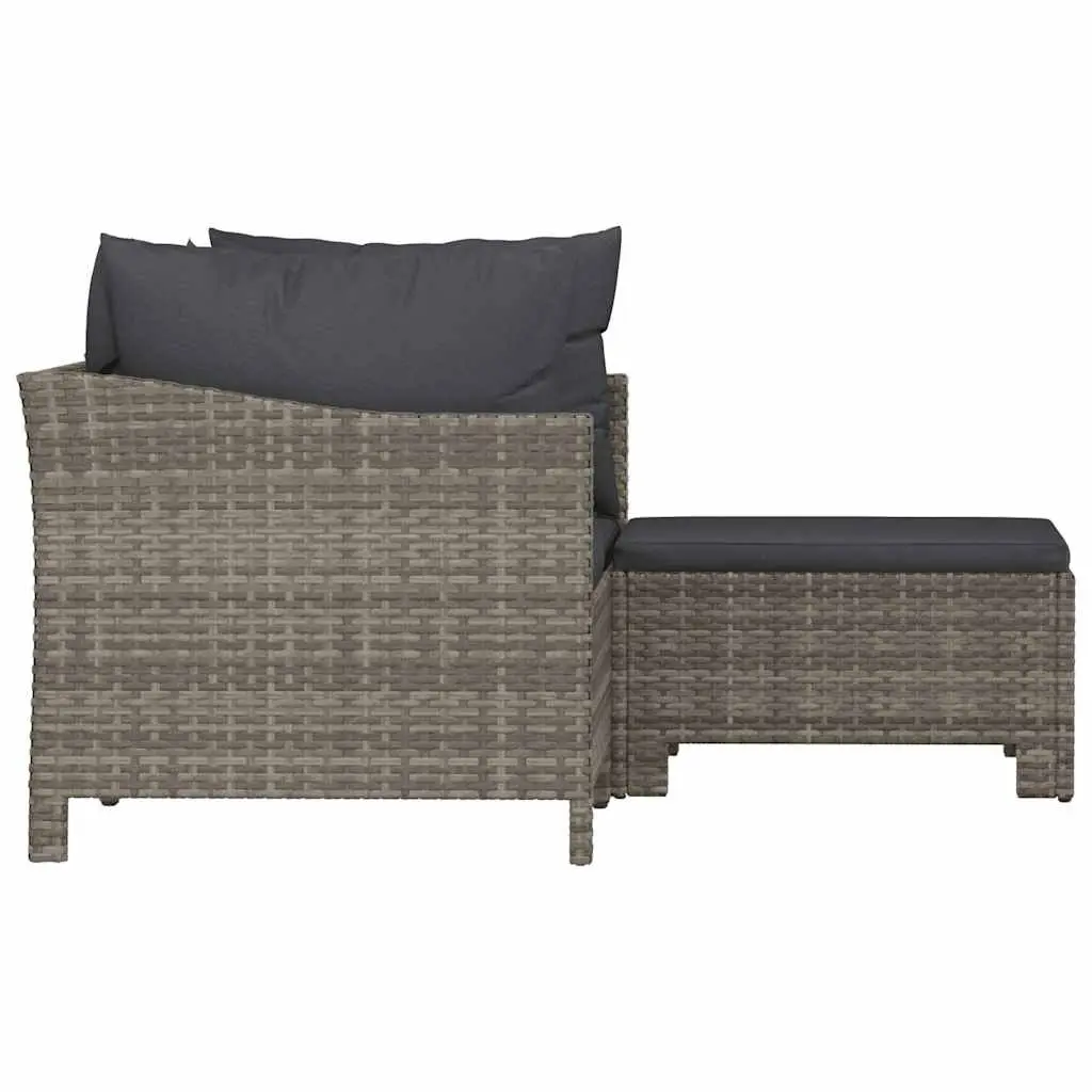 3 Piece Garden Lounge Set Poly Rattan Steel Frame Grey Outdoor Furniture with Cushions