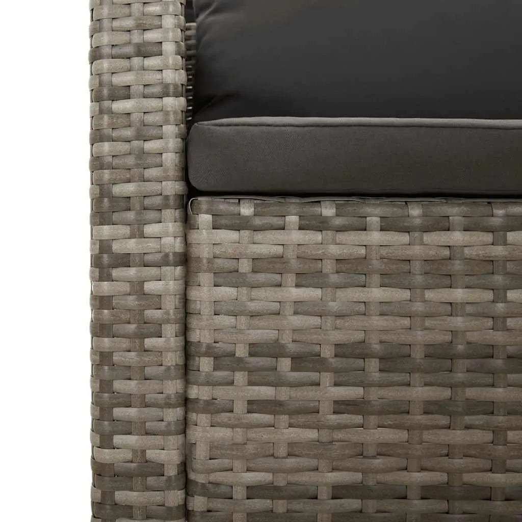3 Piece Garden Lounge Set Poly Rattan Steel Frame Grey Outdoor Furniture with Cushions