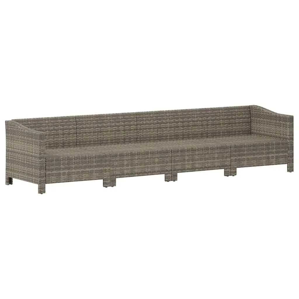 Garden Lounge Set Poly Rattan 4 Piece Grey Sofa with Cushions