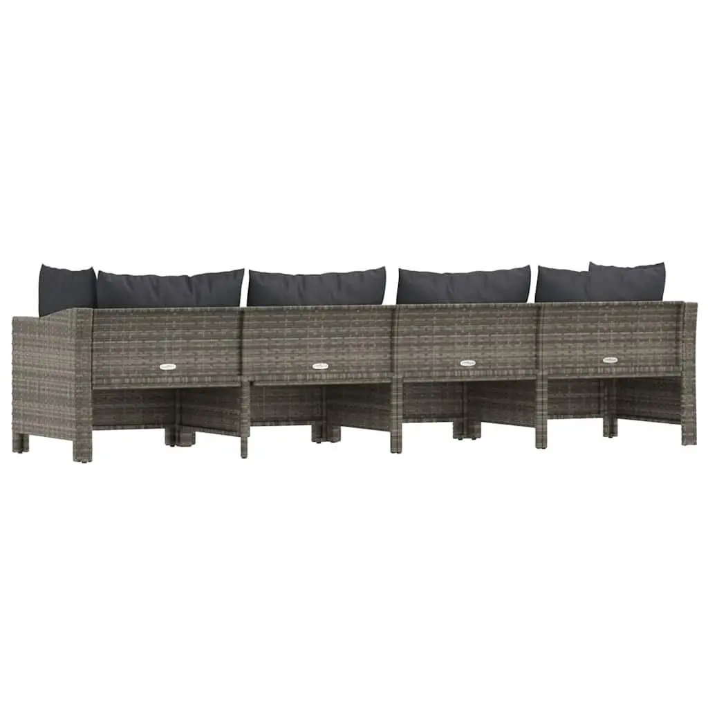 Garden Lounge Set Poly Rattan 4 Piece Grey Sofa with Cushions