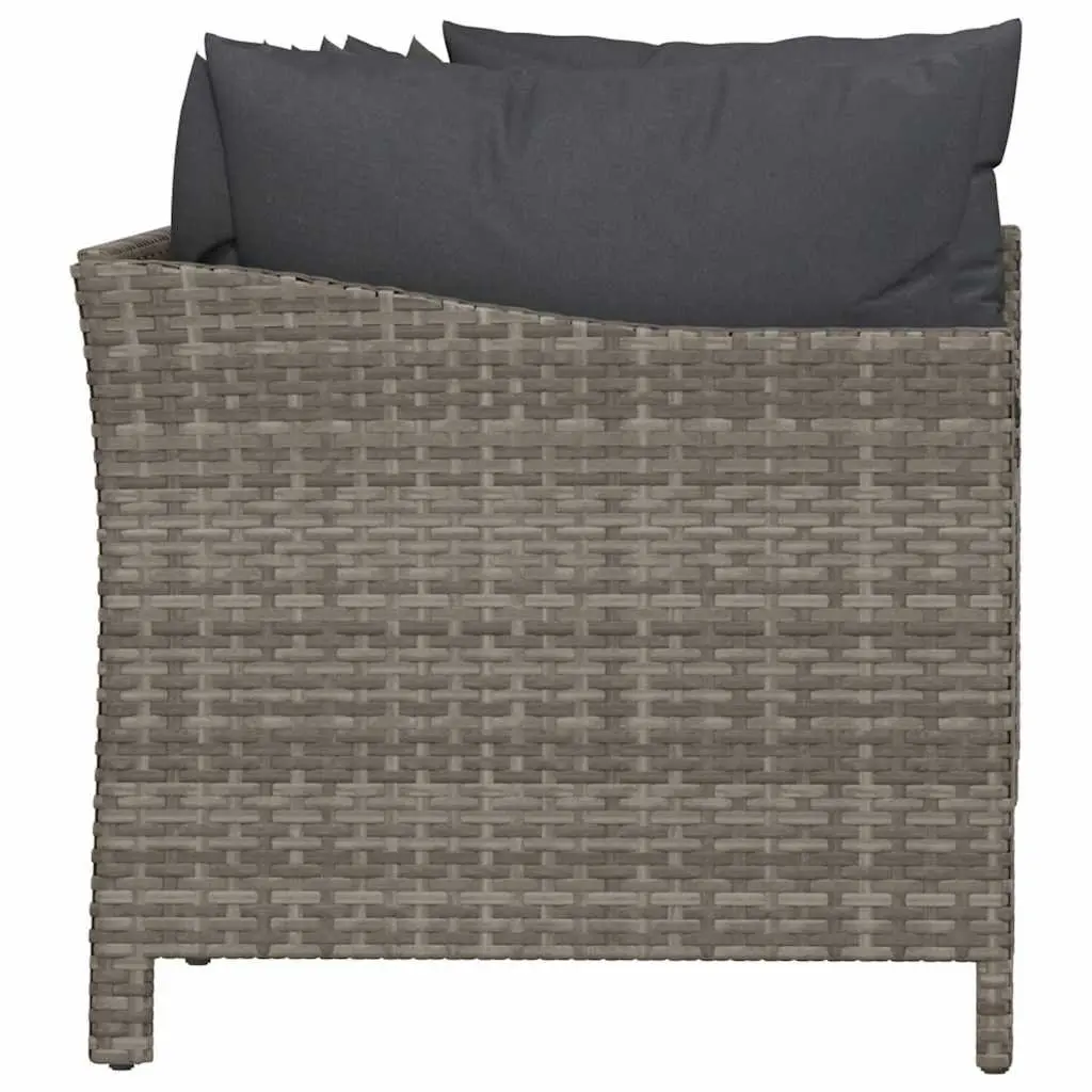 Garden Lounge Set Poly Rattan 4 Piece Grey Sofa with Cushions
