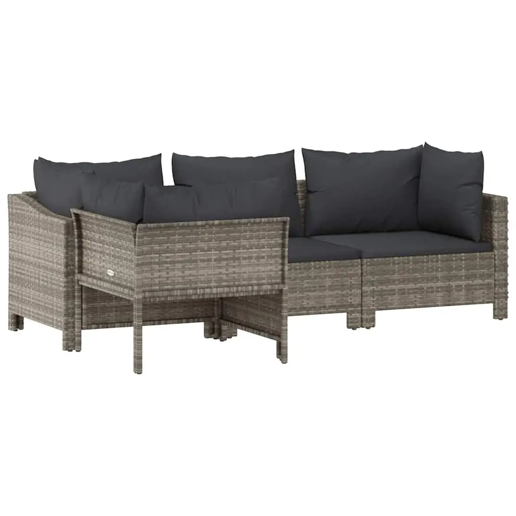4 Piece Grey Poly Rattan Garden Lounge Set