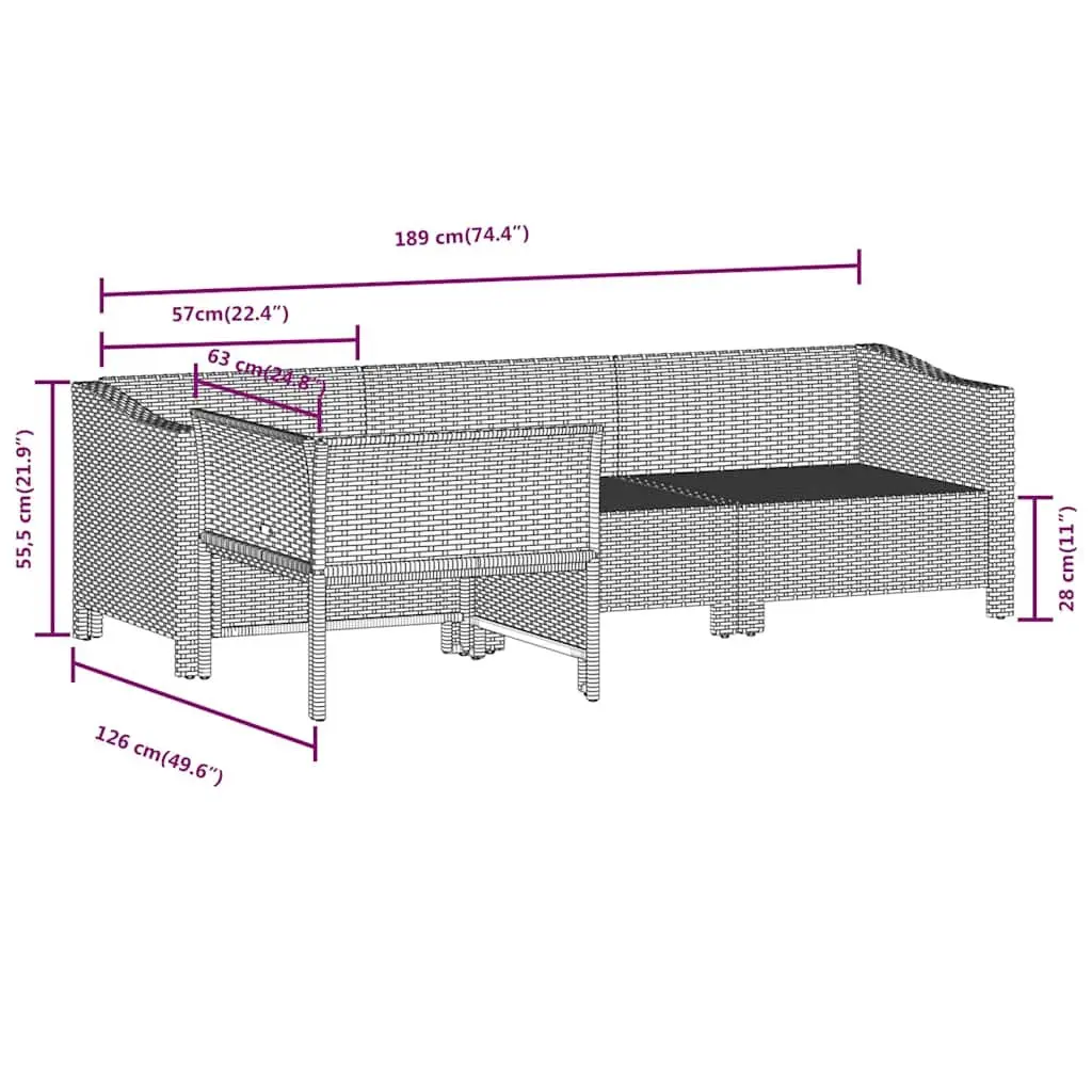 4 Piece Grey Poly Rattan Garden Lounge Set