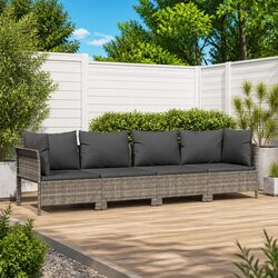 Durable 4 Piece Grey Poly Rattan Garden Lounge Set