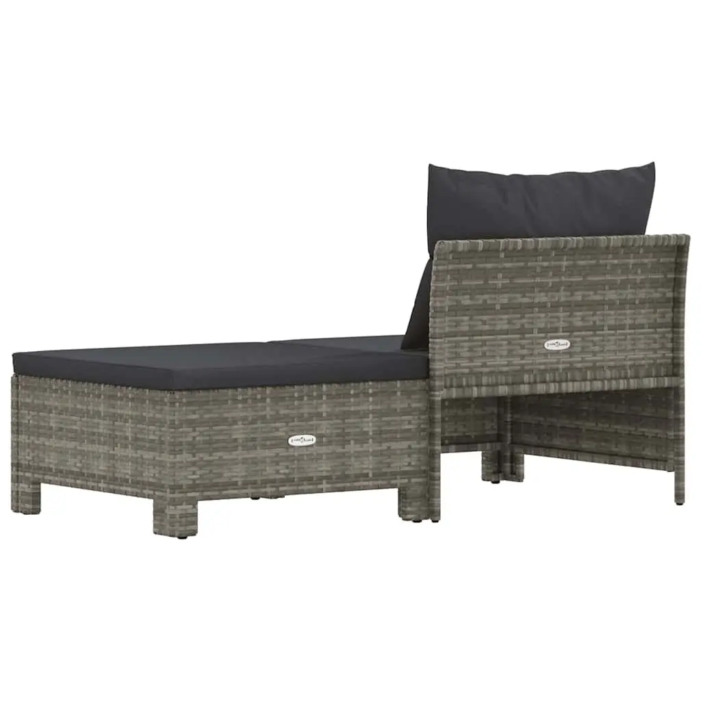 Garden Lounge Set Poly Rattan Steel Frame 2 Piece Grey with Cushions
