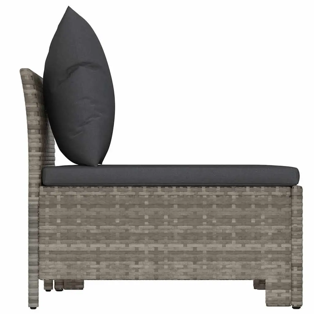 Garden Lounge Set Poly Rattan Steel Frame 2 Piece Grey with Cushions