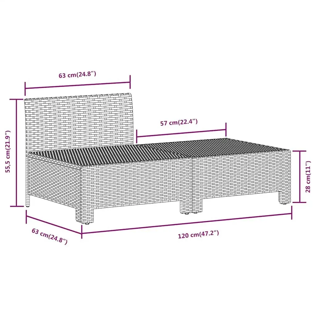 Garden Lounge Set Poly Rattan Steel Frame 2 Piece Grey with Cushions