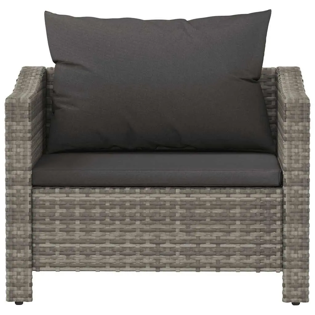 Garden Armchair Poly Rattan Steel Frame Grey Outdoor Furniture Seat