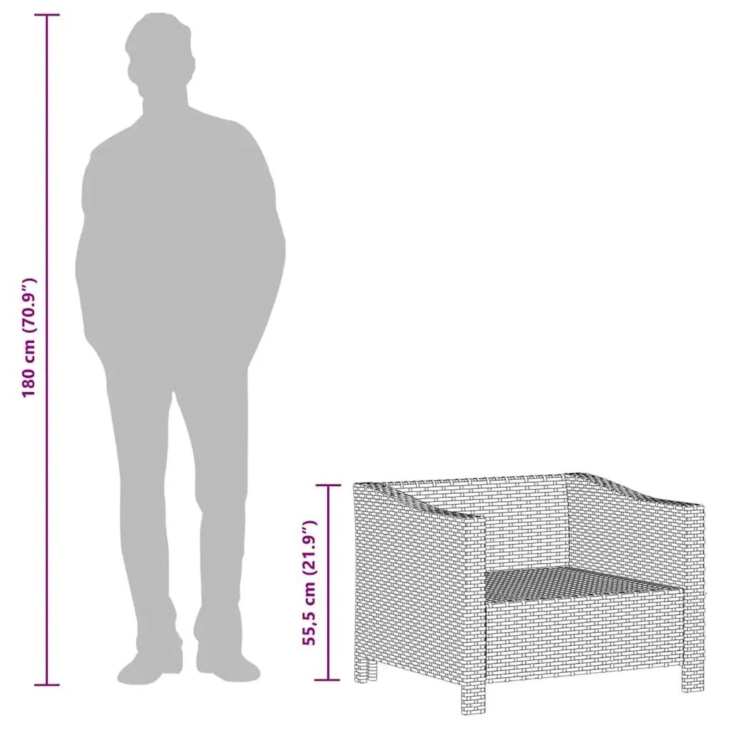 Garden Armchair Poly Rattan Steel Frame Grey Outdoor Furniture Seat