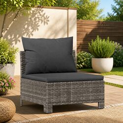 Durable Grey Outdoor Garden Middle Sofa with Cushion