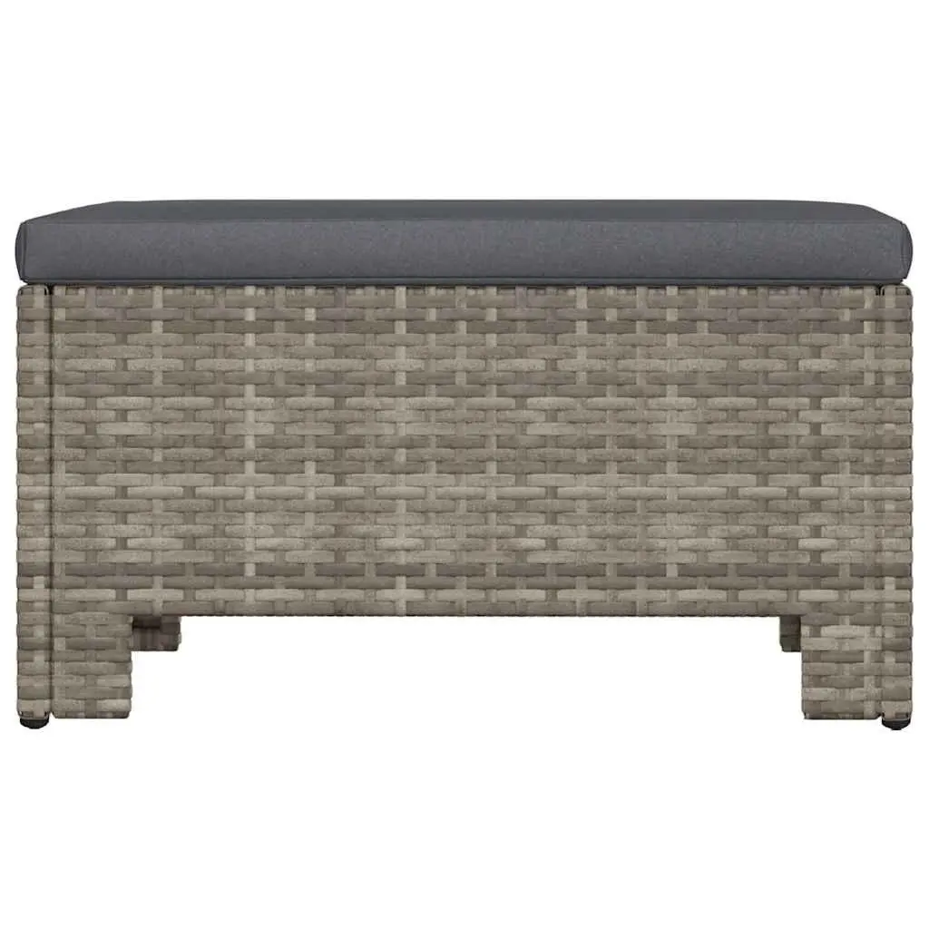 Grey Poly Rattan Garden Footrest with Cushion