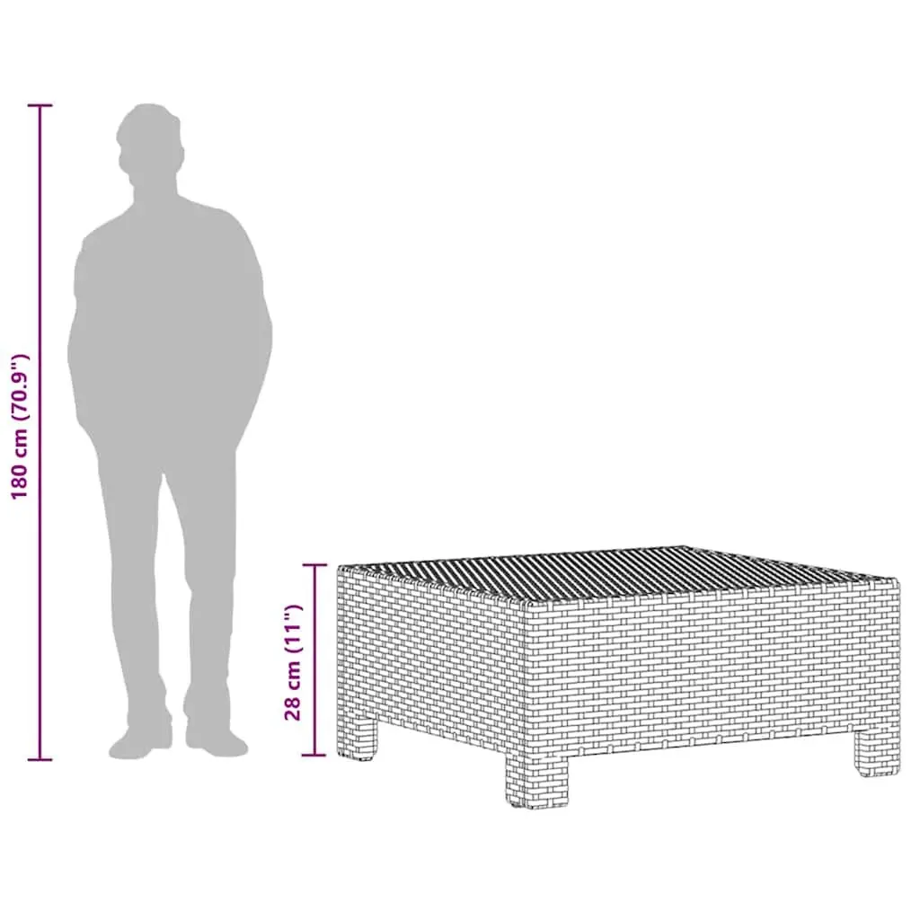 Grey Poly Rattan Garden Footrest with Cushion