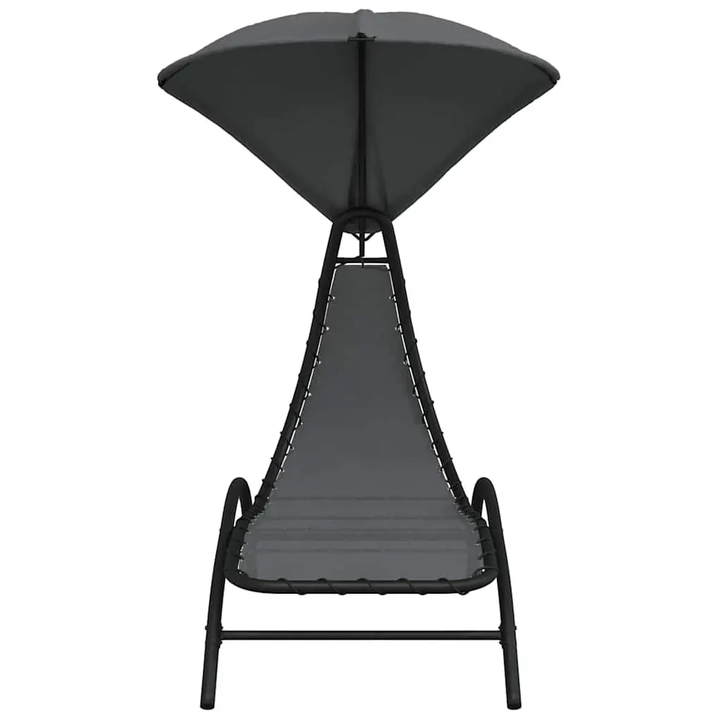 Grey Outdoor Sun Lounger with Adjustable Canopy