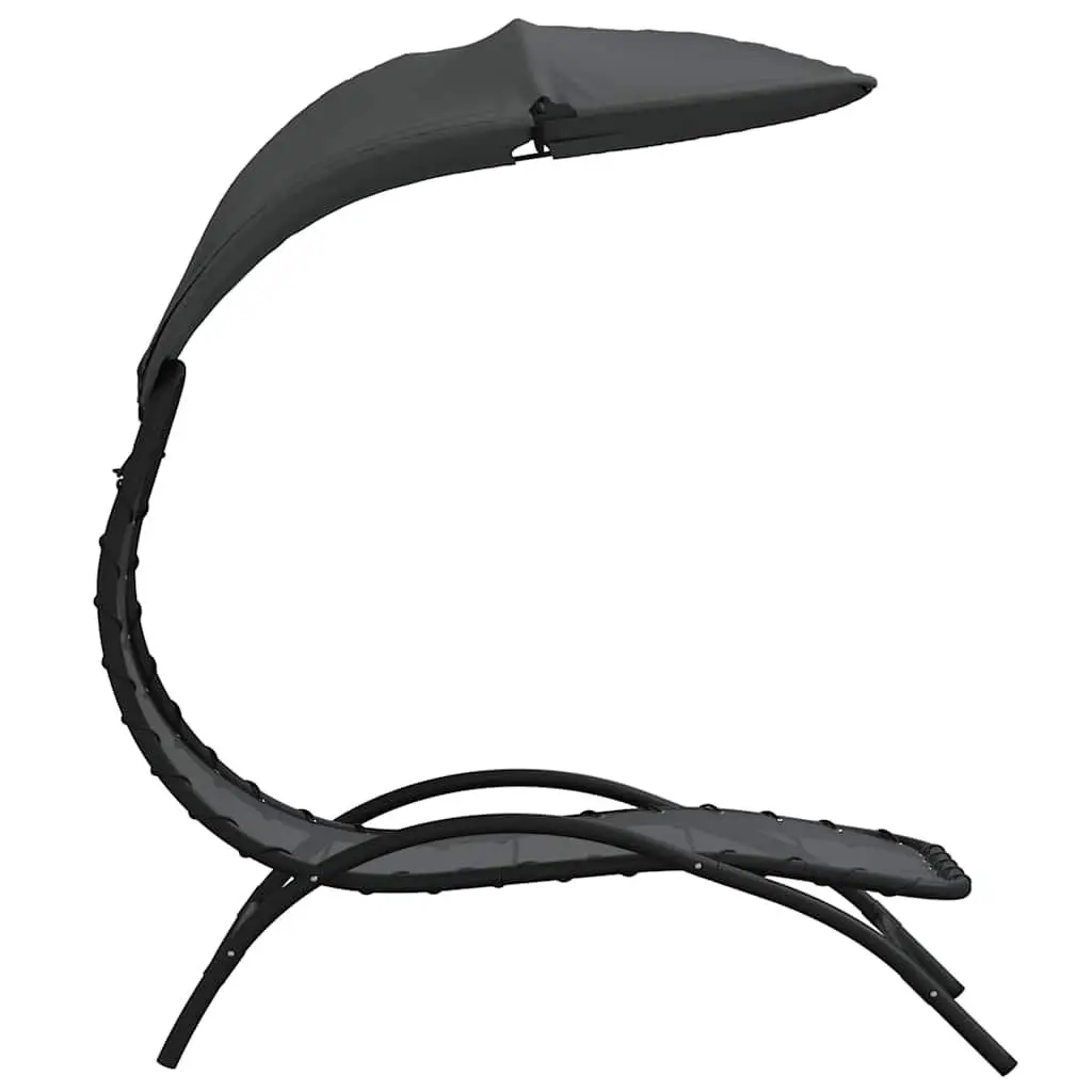 Grey Outdoor Sun Lounger with Adjustable Canopy