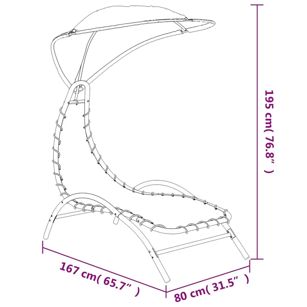 Grey Outdoor Sun Lounger with Adjustable Canopy