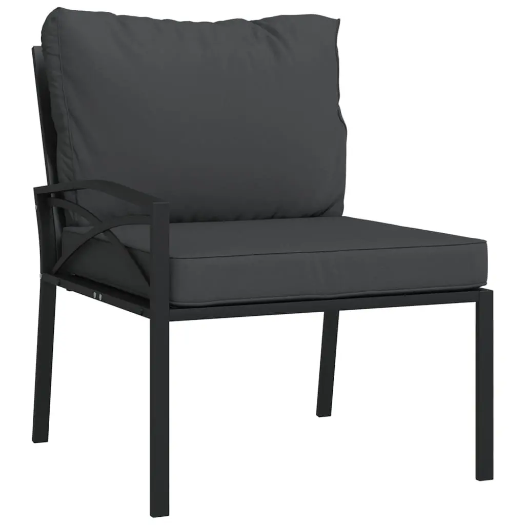 Garden Chairs Steel 2 pcs Outdoor Seating Cushioned Black
