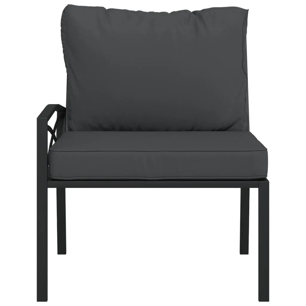 Garden Chairs Steel 2 pcs Outdoor Seating Cushioned Black