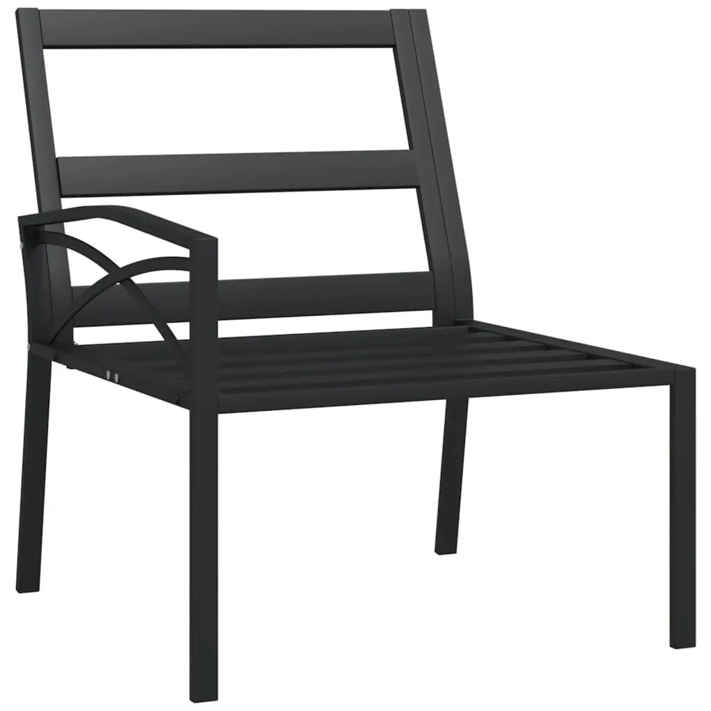 Garden Chairs Steel 2 pcs Outdoor Seating Cushioned Black