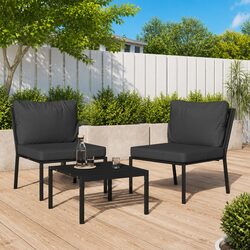 Durable Black Steel Outdoor Garden Chairs with Cushions