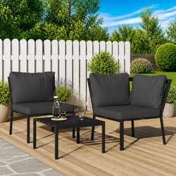 Durable Steel Frame Outdoor Garden Chair with Grey Cushion