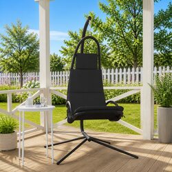 Garden Swing Chair Outdoor Hanging Seat with Cushion Grey Oxford Fabric Steel