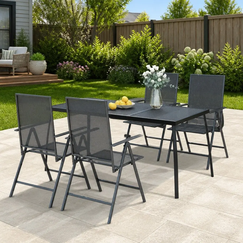 Garden Dining Table Steel Mesh 165x80x72cm Anthracite