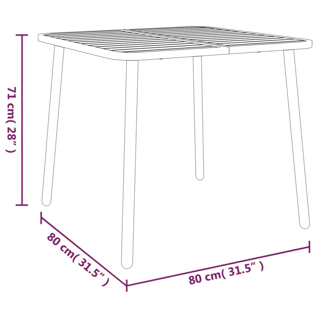 Garden Table Steel 80x80x71cm Anthracite Slatted