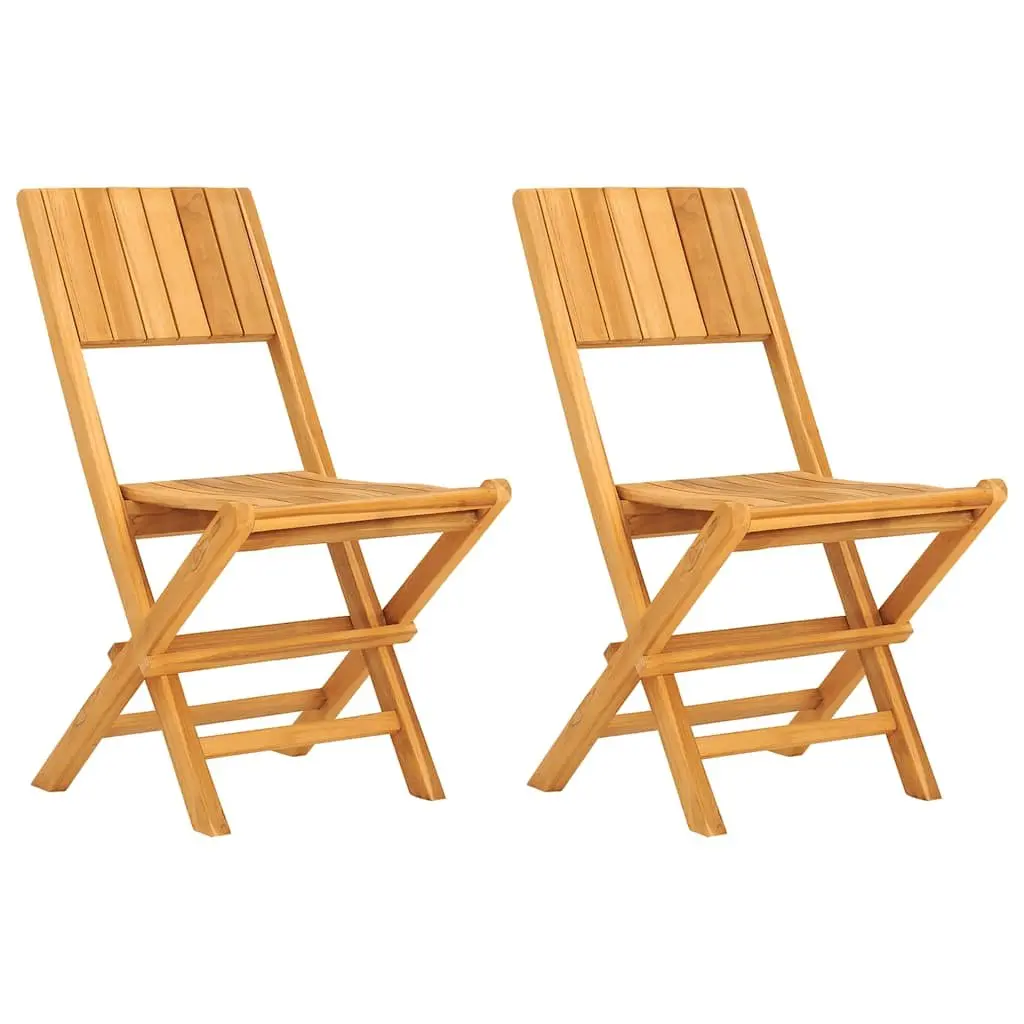 Solid Wood Folding Garden Chairs 2pc Set in Brown