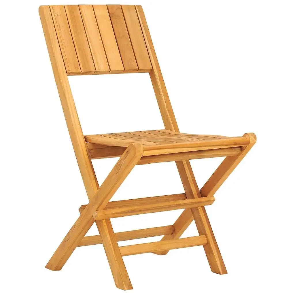 Solid Wood Folding Garden Chairs 2pc Set in Brown