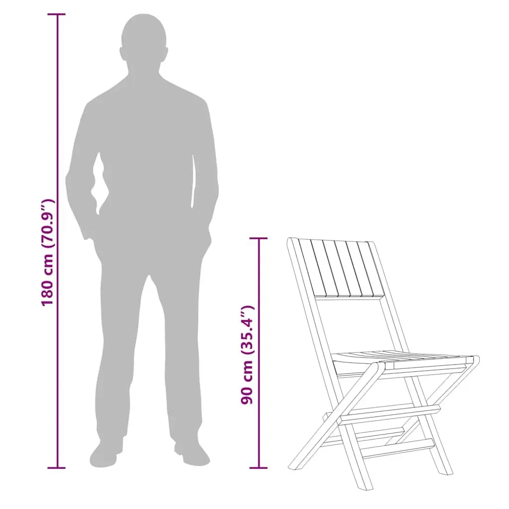 Solid Wood Folding Garden Chairs 2pc Set in Brown