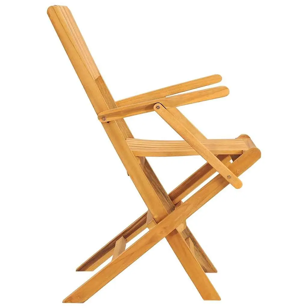 Folding Garden Chairs Solid Teak Wood 2 pcs Brown Outdoor Patio Furniture