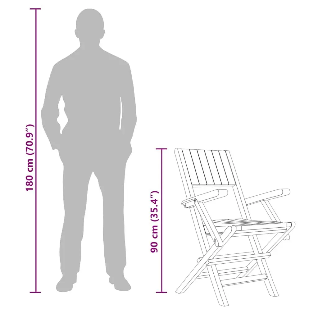 Folding Garden Chairs Solid Teak Wood 2 pcs Brown Outdoor Patio Furniture