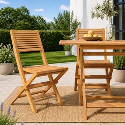 Sturdy Wooden Folding Garden Chairs – 2 Pack Outdoor Seating