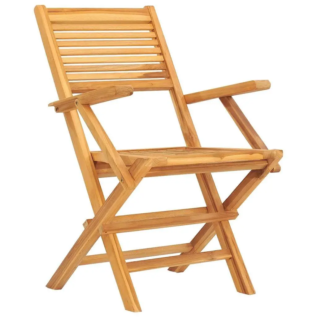Solid Wood Folding Garden Chairs 2 pcs with Armrests