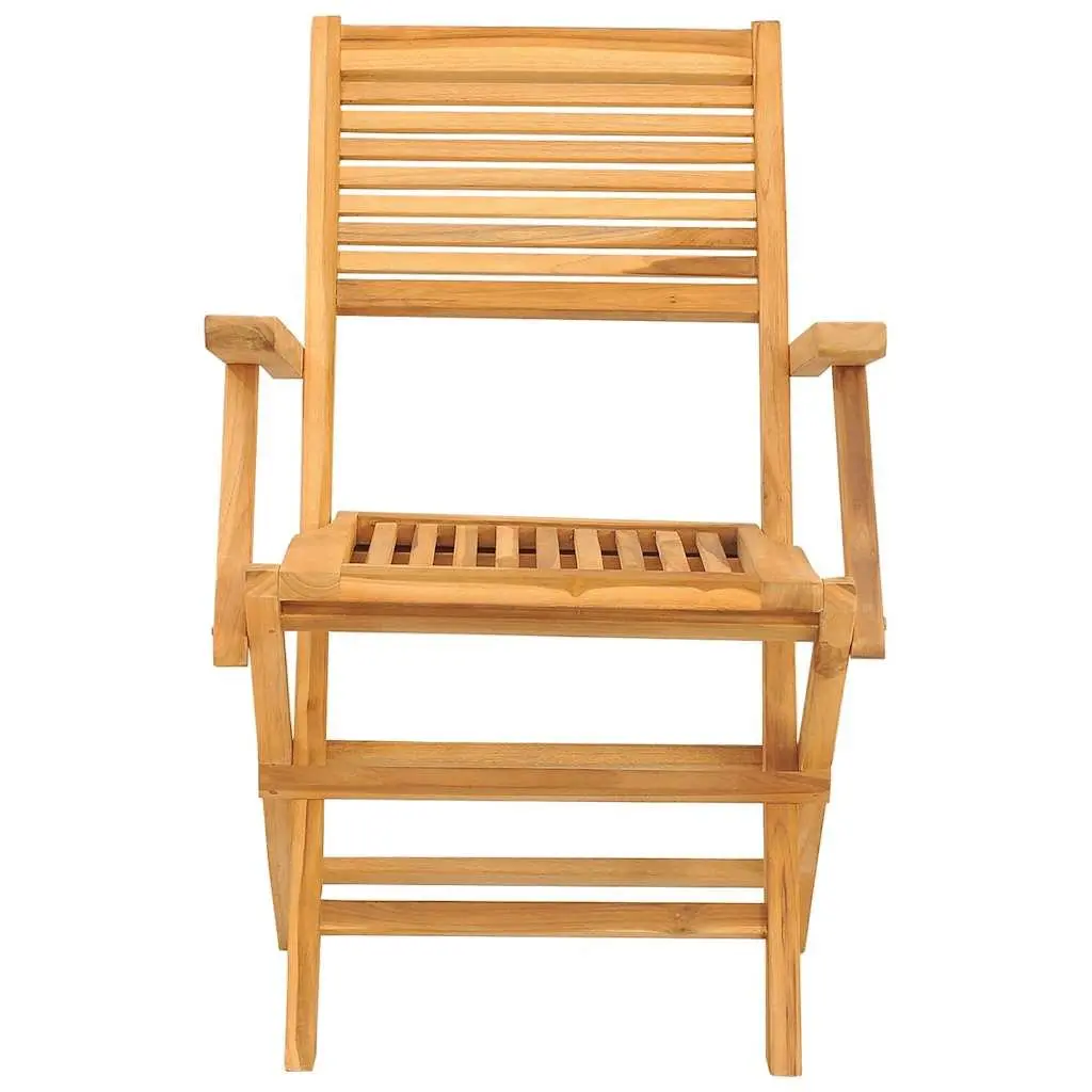 Solid Wood Folding Garden Chairs 2 pcs with Armrests