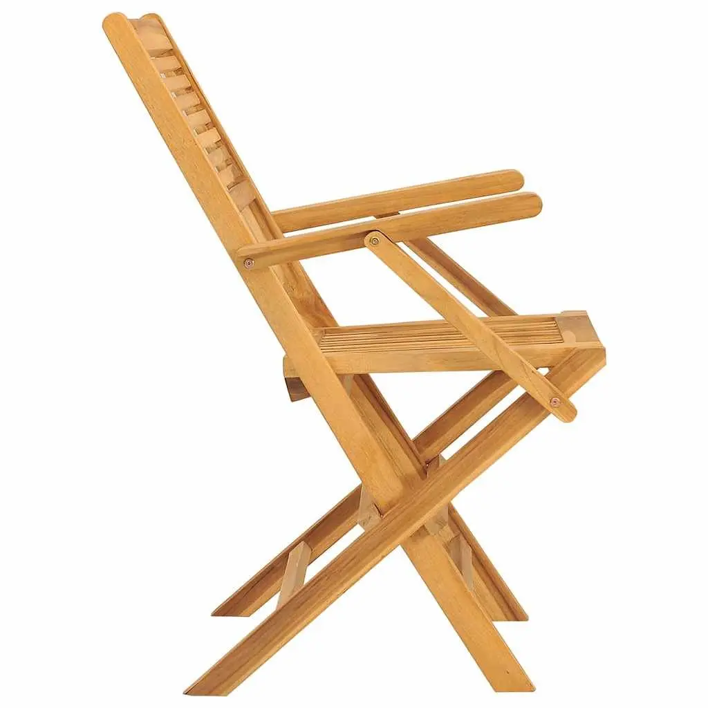 Solid Wood Folding Garden Chairs 2 pcs with Armrests