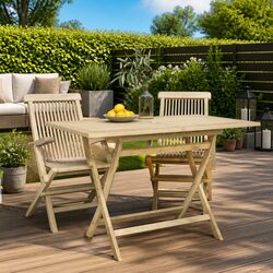 Teak Wood Folding Garden Table for Outdoor Dining 120x70x75cm