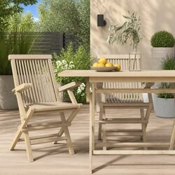 Wooden Folding Garden Chairs Set of 2 for Outdoor Use
