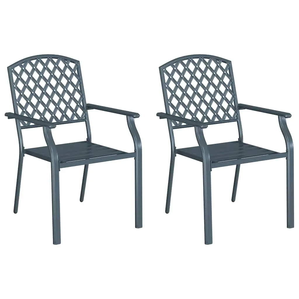Steel Frame Stackable Garden Chairs, Set of 2