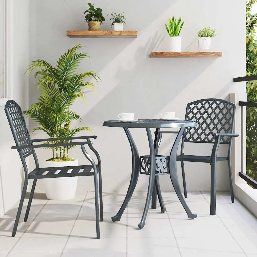 Steel Frame Stackable Garden Chairs, Set of 2