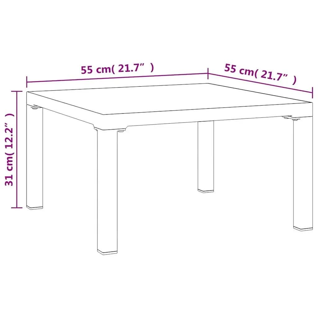 Grey Garden Coffee Table for Outdoor Use 55x55x31cm