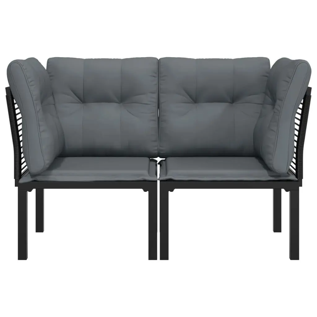 Black Grey Garden Corner Chairs 2 pcs Set