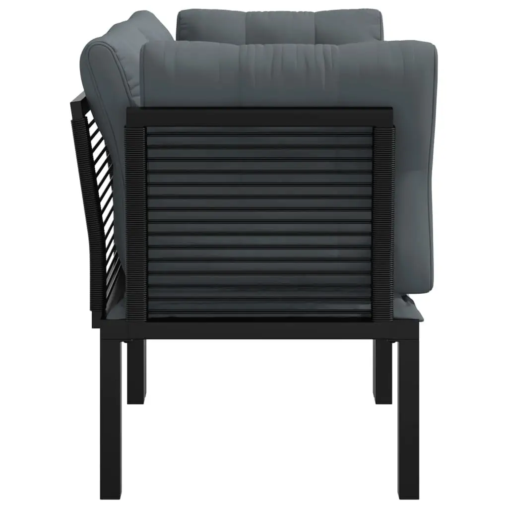 Black Grey Garden Corner Chairs 2 pcs Set