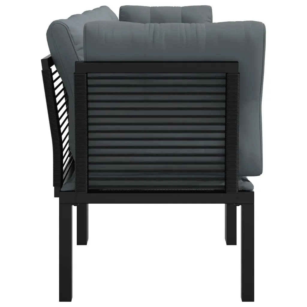 Garden Lounge Set Poly Rattan 4 Piece Modular Black Grey