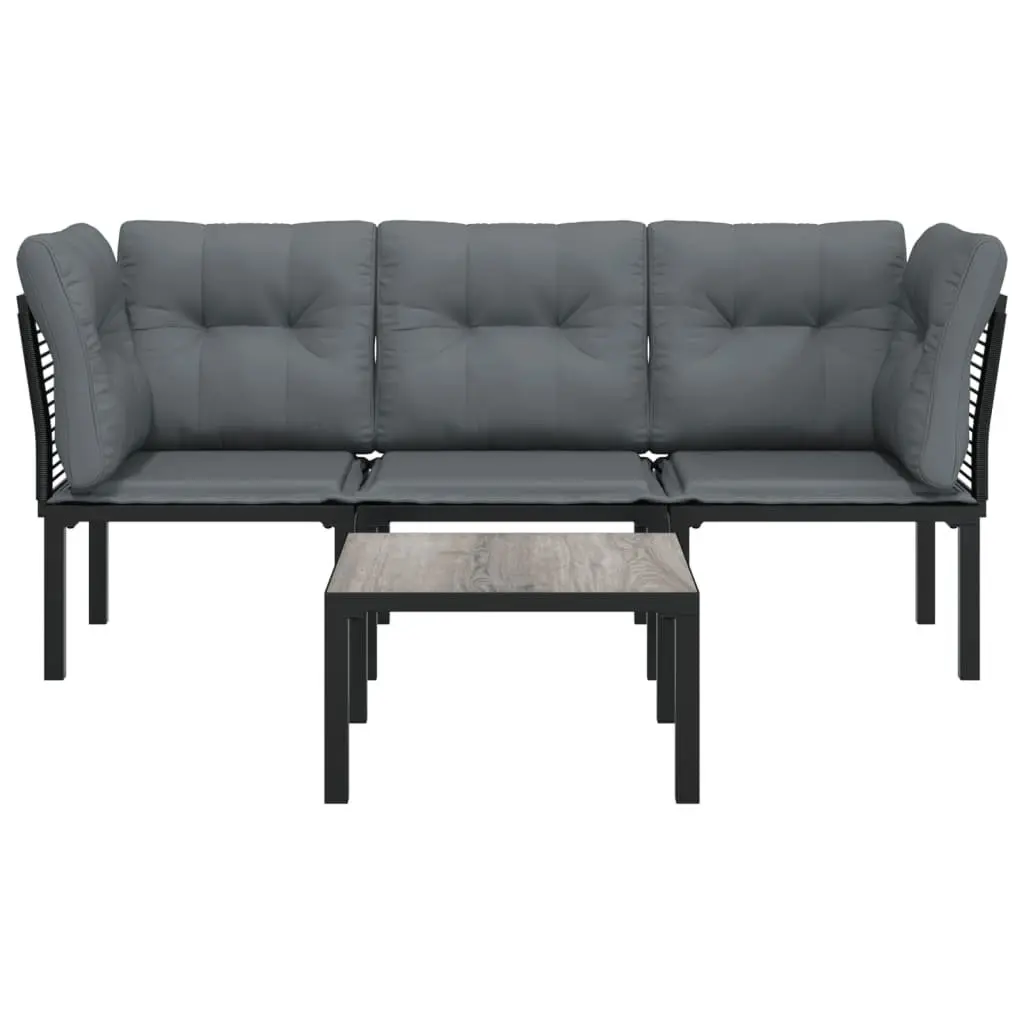 4 Piece Garden Lounge Set PE Rattan Modular Sofa Black Grey