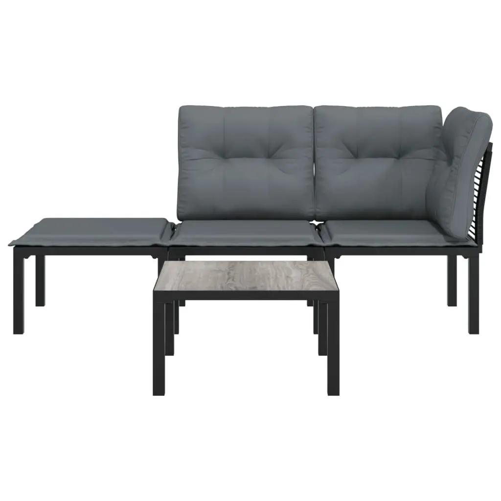 Outdoor Lounge Set PE Rattan 4 Piece Black Grey Modular Furniture