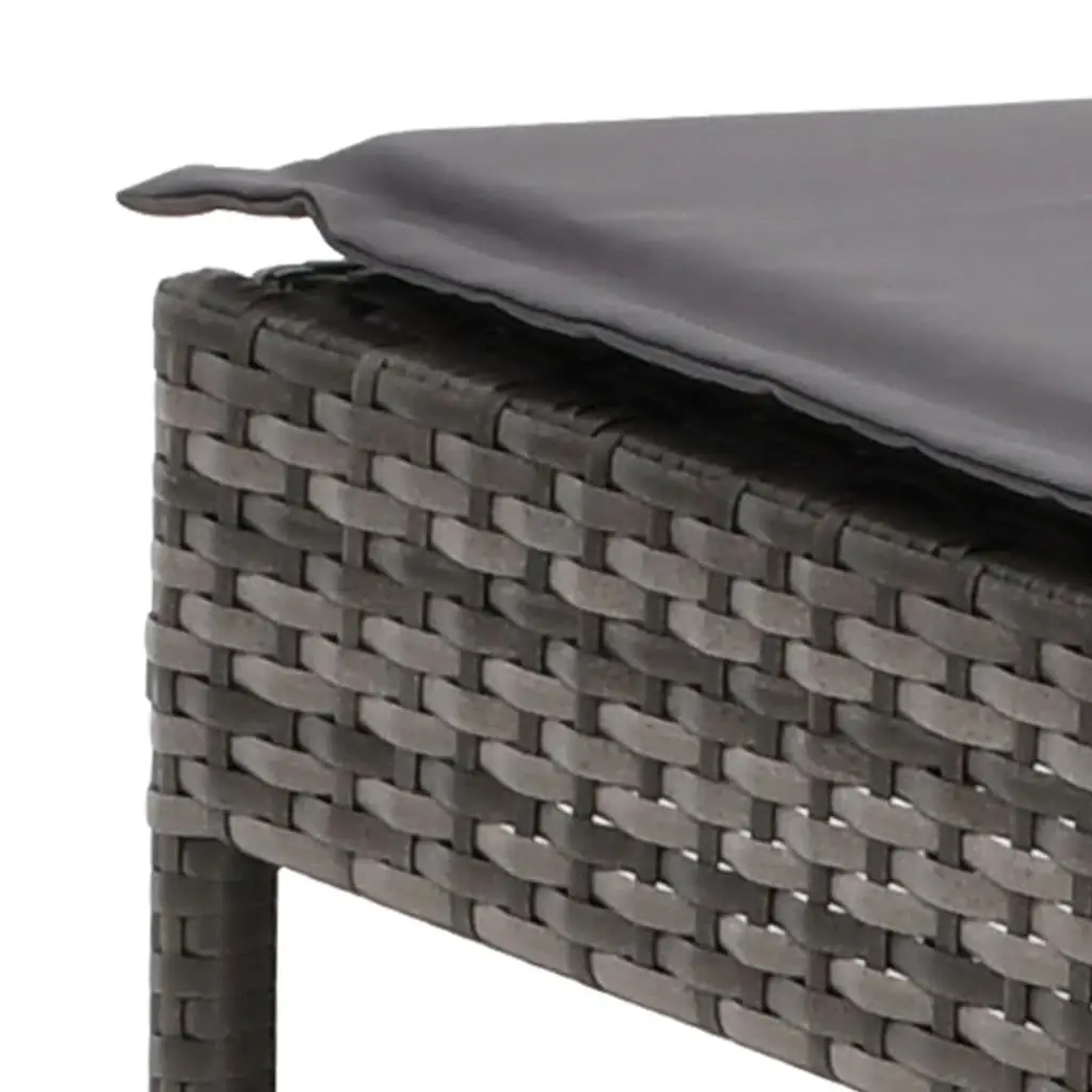 Adjustable Backrest Grey Poly Rattan Sun Lounger