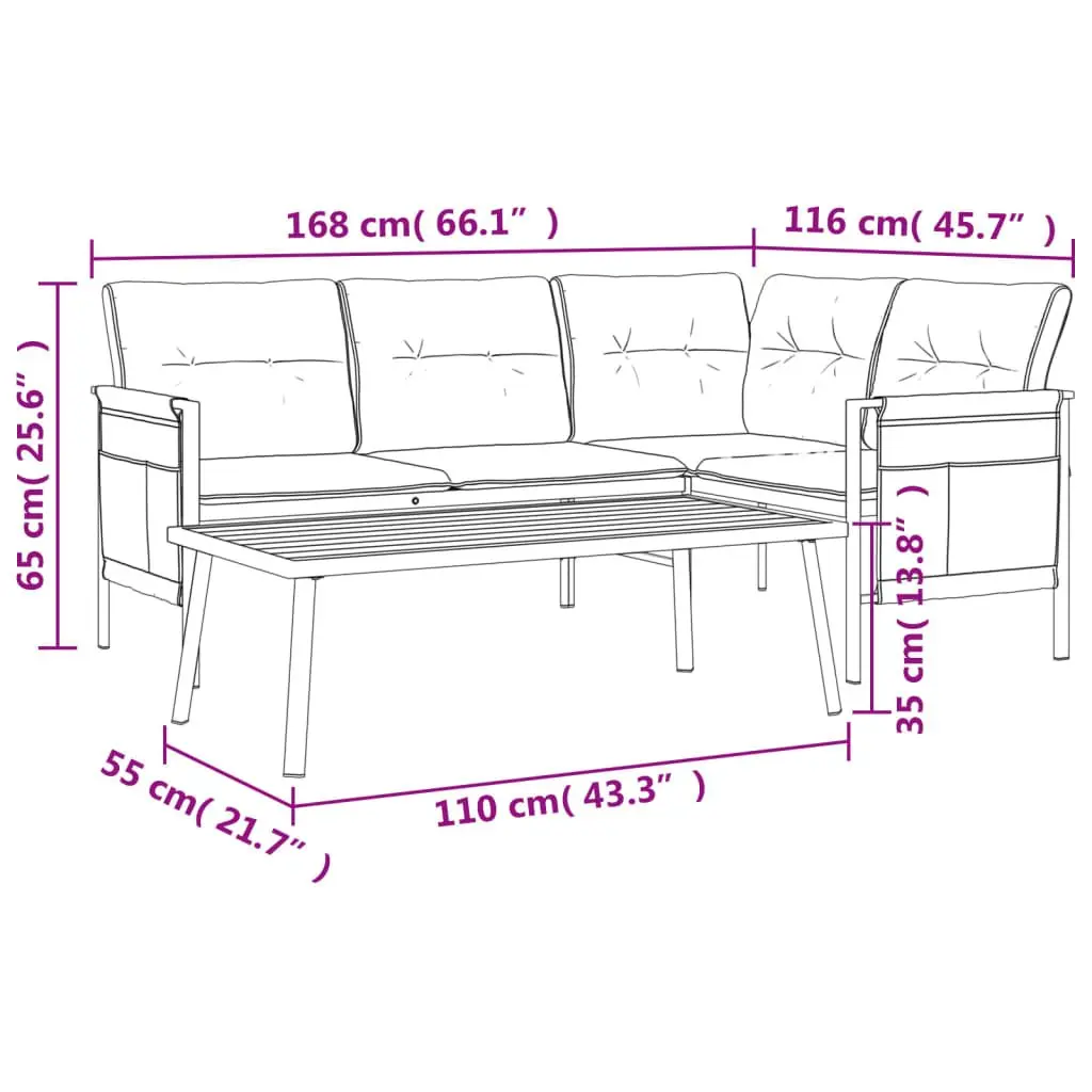 Anthracite Steel Frame Garden Lounge Set