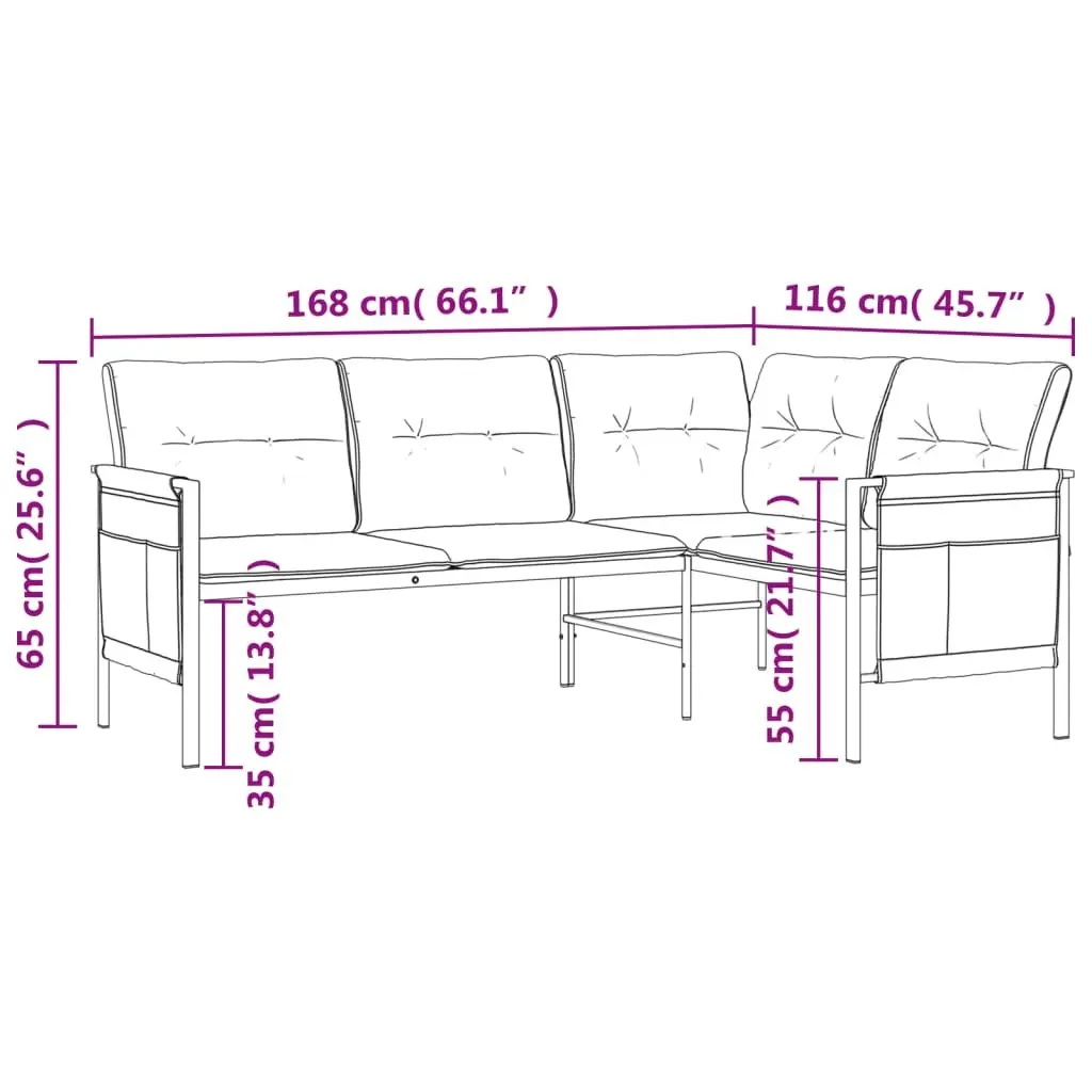 Anthracite Garden Corner Sofa with Steel Frame